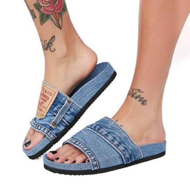 New Denim Slipper Female Shoes Non-Slip Comfortable Summer Flat Slippers Woman Slides Outdoor Beach Casual Shoes Women ShopOnlyDeal