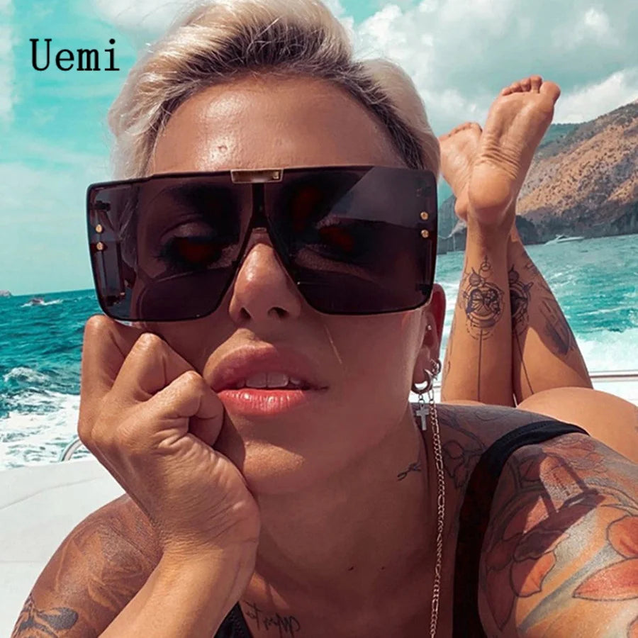 New Fashion Modern Oversized Square Sunglasses For Women Men Retro Siamese Frame Sun Glasses Trending Product Shades UV400 ShopOnlyDeal