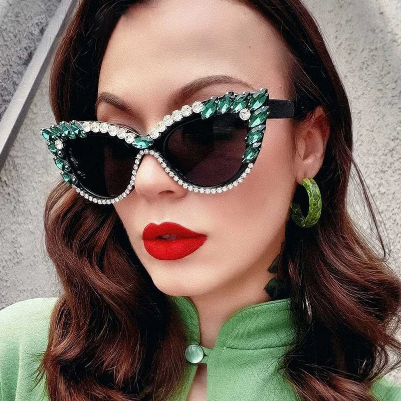 New Personality Fashion Cat Eye Colorful Big Diamond Glasses | Droplet-Shaped Sunglasses | Cat Eye Diamond SunGlasses ShopOnlyDeal