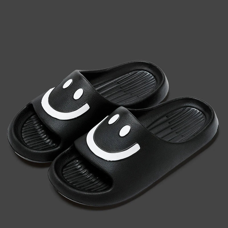 New Summer Couple Non-slip Soft Slides | Lithe Cozy Sandals with Smiling Face Design | Men & Women Casual Slippers | Ladies' Home Flip Flops ShopOnlyDeal