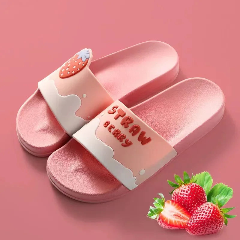 Summer Women's PVC Slippers Fashions Cartoon Fruit Sandals Flip Flops Summer Casual Beach Home Bath Thick Non-Slip Slippes ShopOnlyDeal