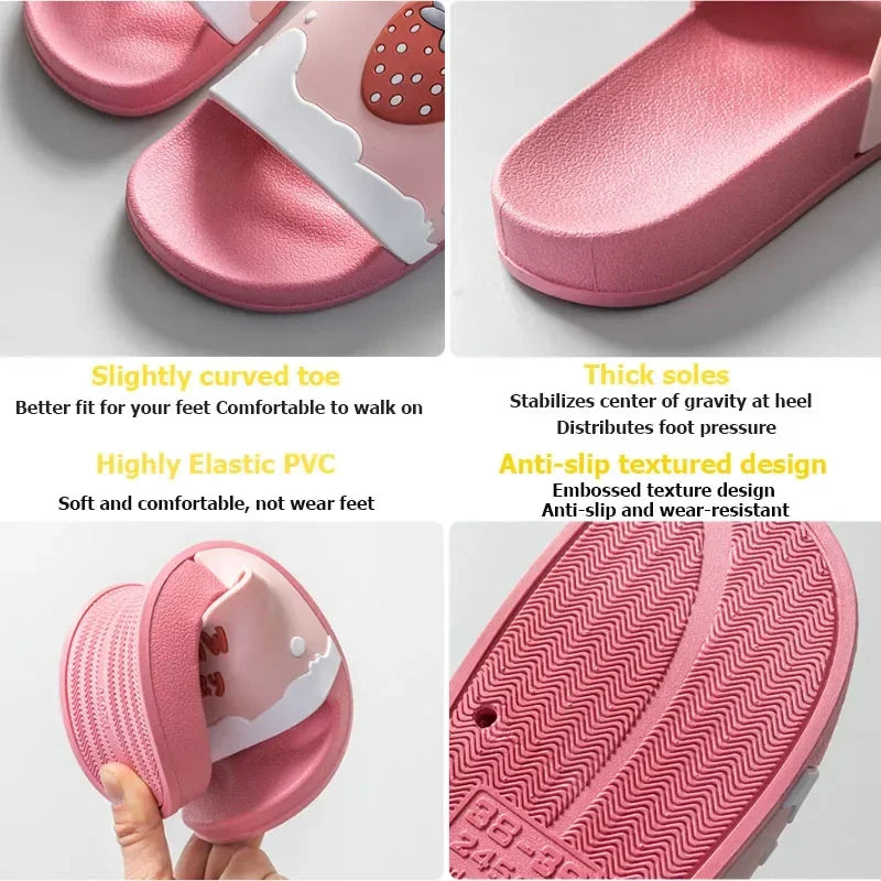 Summer Women's PVC Slippers Fashions Cartoon Fruit Sandals Flip Flops Summer Casual Beach Home Bath Thick Non-Slip Slippes ShopOnlyDeal