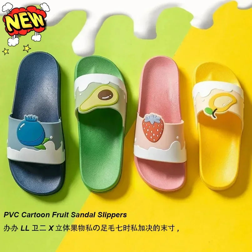 Summer Women's PVC Slippers Fashions Cartoon Fruit Sandals Flip Flops Summer Casual Beach Home Bath Thick Non-Slip Slippes ShopOnlyDeal