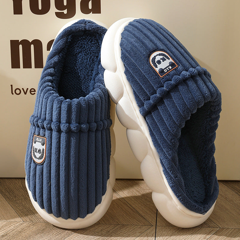 Slippers for men autumn and winter home indoor warm cotton slippers for men simple non-slip outdoor wear large size cotton slippers ShopOnlyDeal