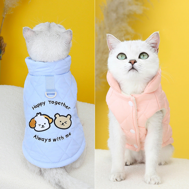 Pet clothing cat clothes cat cotton vest little blue cat clothing autumn and winter new 23 cartoon cotton coat ShopOnlyDeal