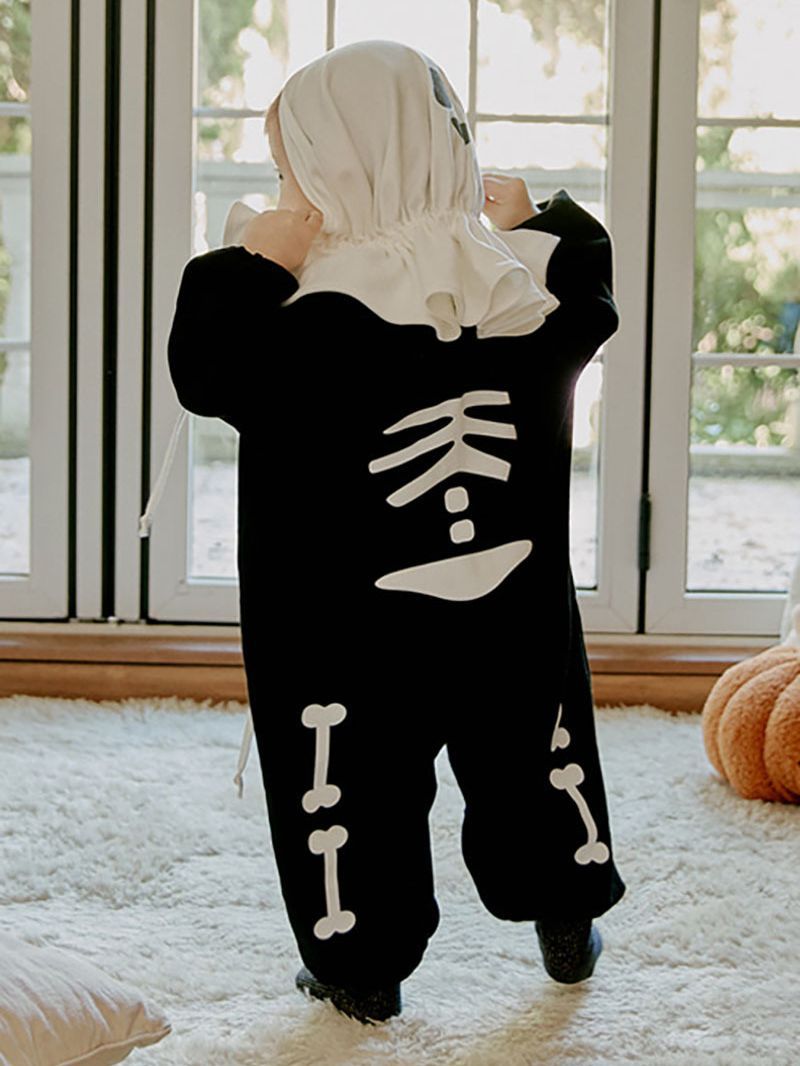 24 Halloween baby clothes ins style small skull print jumpsuit baby holiday dress long sleeve suitsettings ShopOnlyDeal