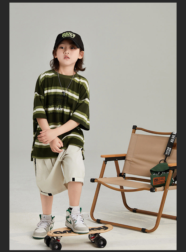 Korean Style arent-child children's clothing 2024 summer new style for boys and girls, medium and large children's fashionable children's overalls shorts trend ShopOnlyDeal