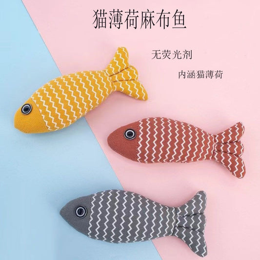 Cat Toys Self-entertainment Catnip Linen Simulation Fish Kitten Teething Cat Kitten Cat Teaser Pet Supplies ShopOnlyDeal