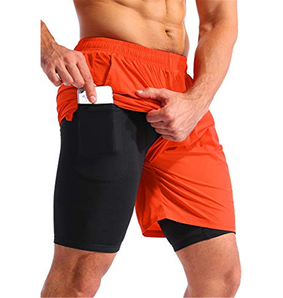 New Men's Double Layer Running Pants Sports Shorts | European and American Men's Muscle Fitness Pants | Basketball Pants | Sports Casual Pants ShopOnlyDeal