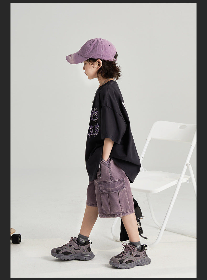 Korean Style Parent-Child Children's Clothing 2024 | Summer New Style Overalls Shorts for Boys and Girls | Medium and Large Children's Fashionable Trend ShopOnlyDeal