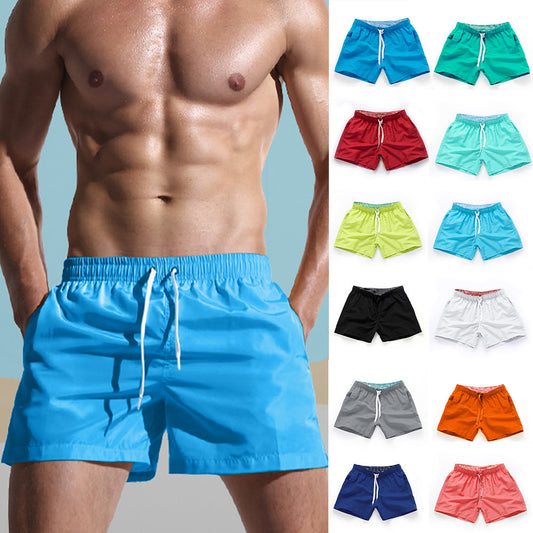 Popular beach pants men's shorts summer surf pants men's beach pants solid color European and American beach pants men's large pants ShopOnlyDeal