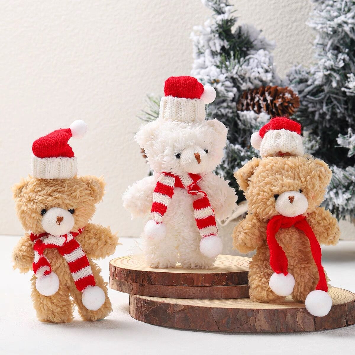 Internet celebrity Christmas bear plush doll toy bear red knitted hat teddy bear gift clothing bag pendant ShopOnlyDeal