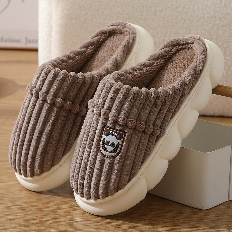 Slippers for men autumn and winter home indoor warm cotton slippers for men simple non-slip outdoor wear large size cotton slippers ShopOnlyDeal