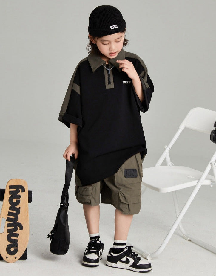 Korean Style Parent-child children's clothing 2024 summer new style for boys and girls, medium and large children's style children's overalls shorts ShopOnlyDeal