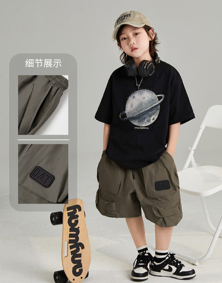 Korean Style Parent-child children's clothing 2024 summer new style for boys and girls, medium and large children's style children's overalls shorts ShopOnlyDeal