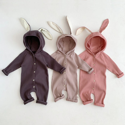 2024 baby girl cute onesie infant spring and autumn new style rabbit one-piece romper threaded boy crawling clothes Airopaws