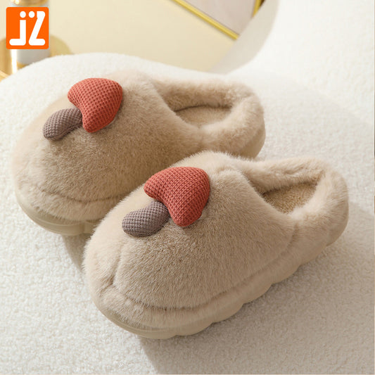 Thick-soled autumn and winter original mushroom cotton slippers for women wholesale couples indoor non-slip parent-child home eva fur slippers ShopOnlyDeal