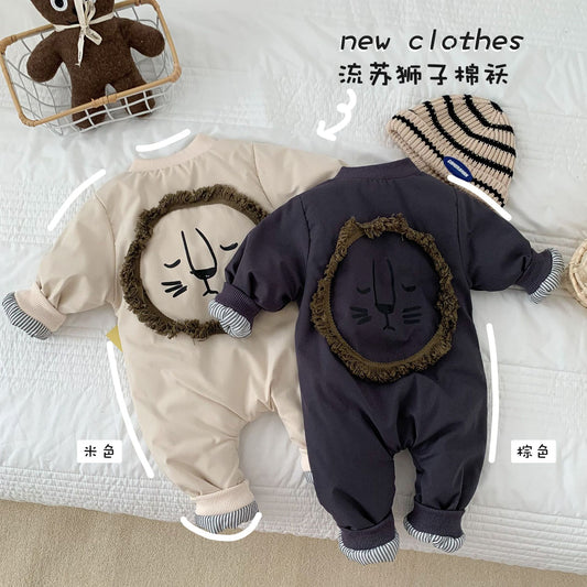 Baby jumpsuit cotton winter clothes newborn thickened romper outdoor hug clothes newborn baby quilted crawling clothes cotton jacketsettings ShopOnlyDeal