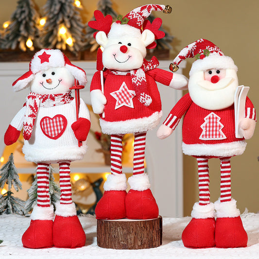 Cross-border Christmas telescopic doll Christmas doll ornaments cartoon knitted style old man snowman elk decorative ornaments ShopOnlyDeal