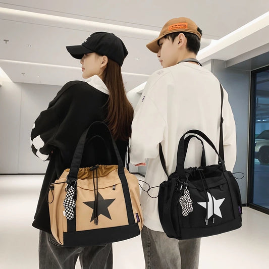 Pentagram Prints Nylon Fabric Crossbody Bags For Women Splash-proof Unisex Handbag Big Capacity Shopper Shoulder Bucket Bag 2023 ShopOnlyDeal