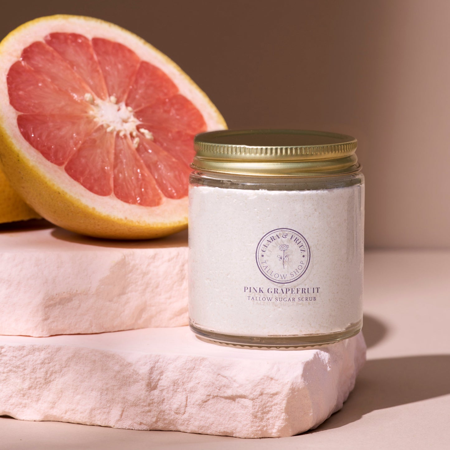 Pink Grapefruit Tallow Sugar Scrub Clara & Fritz Tallow Shop