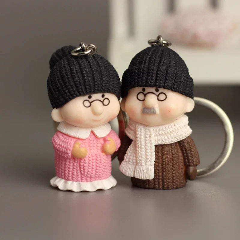 Resin Knitted Woolen Doll Grandpa Grandma Couple Keychain Pendant | Solid Material Valentine's Day Christmas Sweet Romantic Gifts ShopOnlyDeal