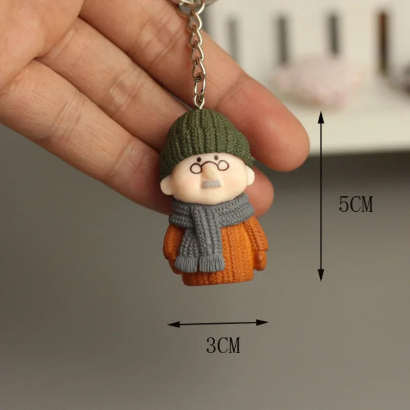 Resin Knitted Woolen Doll Grandpa Grandma Couple Keychain Pendant | Solid Material Valentine's Day Christmas Sweet Romantic Gifts ShopOnlyDeal