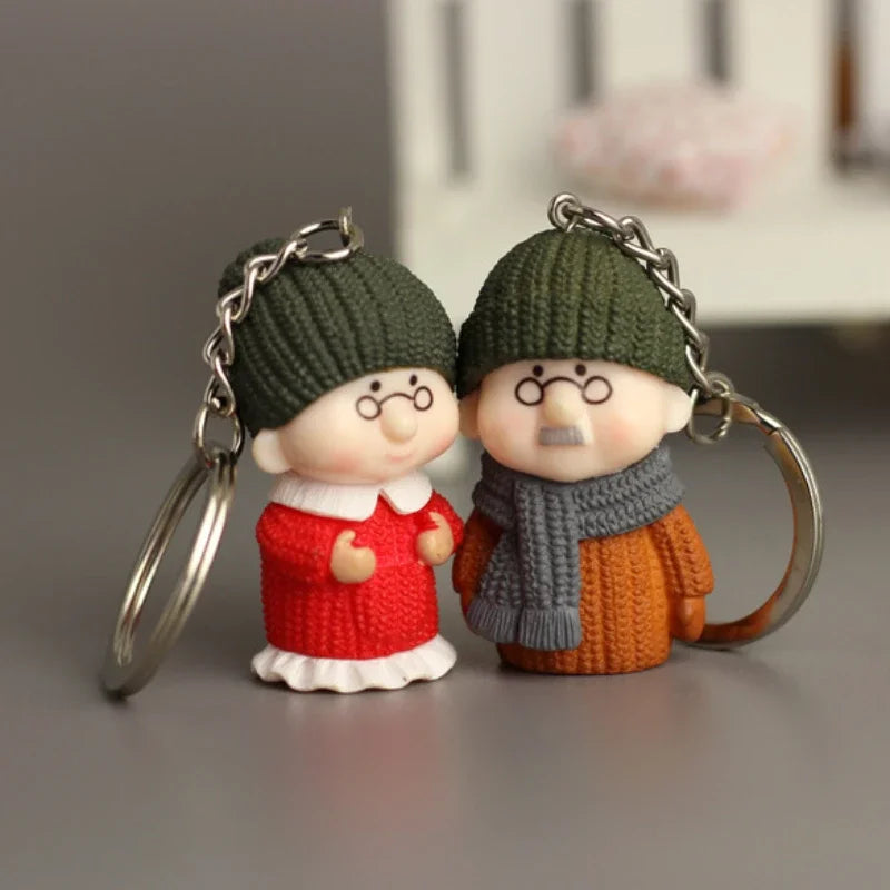 Resin Knitted Woolen Doll Grandpa Grandma Couple Keychain Pendant | Solid Material Valentine's Day Christmas Sweet Romantic Gifts ShopOnlyDeal