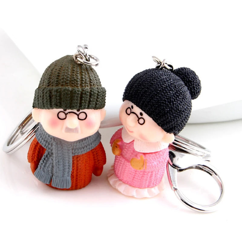 Resin Knitted Woolen Doll Grandpa Grandma Couple Keychain Pendant | Solid Material Valentine's Day Christmas Sweet Romantic Gifts ShopOnlyDeal