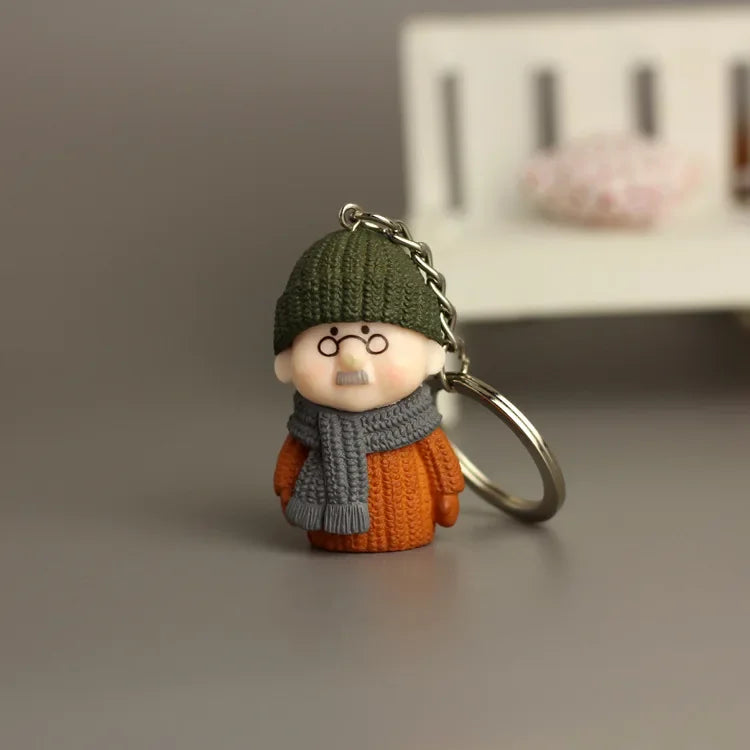 Resin Knitted Woolen Doll Grandpa Grandma Couple Keychain Pendant | Solid Material Valentine's Day Christmas Sweet Romantic Gifts ShopOnlyDeal