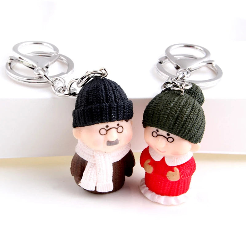 Resin Knitted Woolen Doll Grandpa Grandma Couple Keychain Pendant | Solid Material Valentine's Day Christmas Sweet Romantic Gifts ShopOnlyDeal