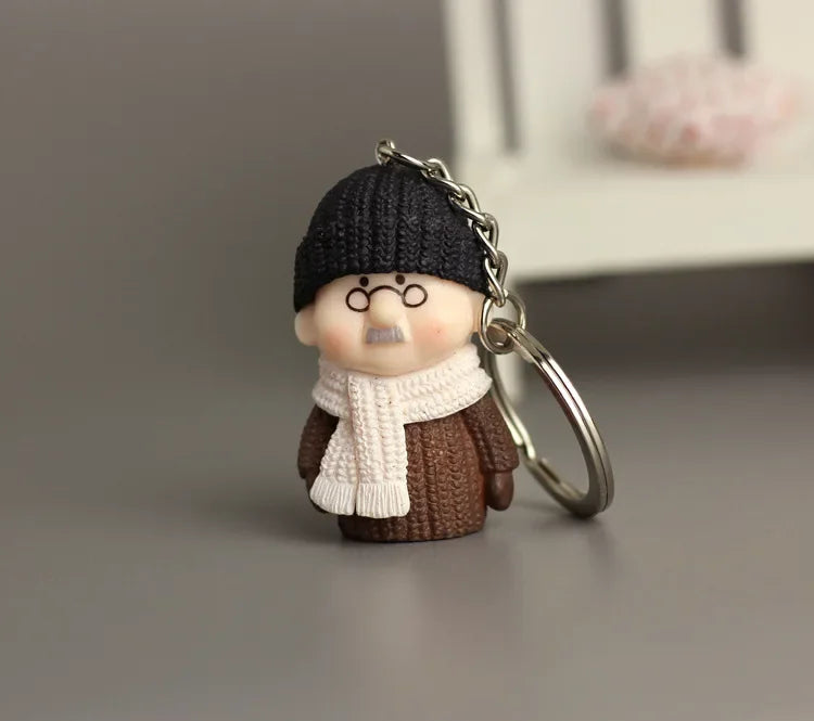 Resin Knitted Woolen Doll Grandpa Grandma Couple Keychain Pendant | Solid Material Valentine's Day Christmas Sweet Romantic Gifts ShopOnlyDeal