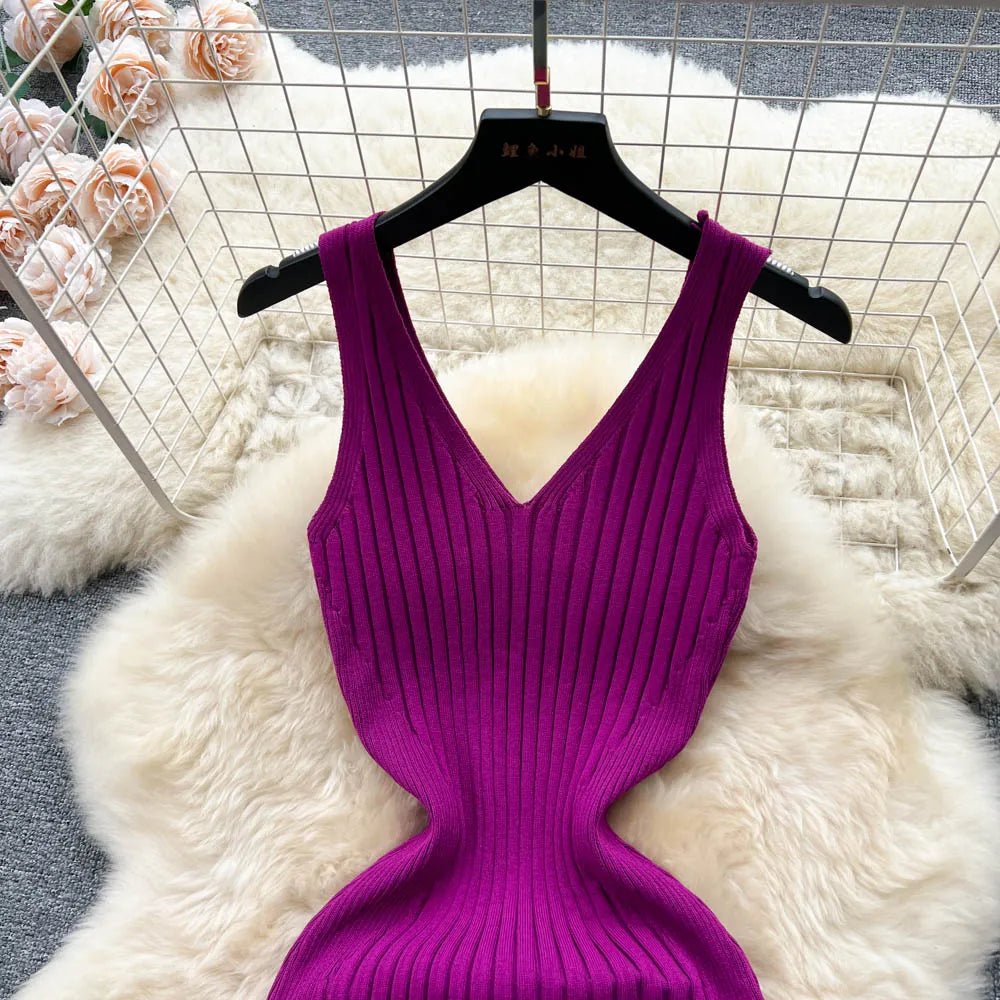 Chic Fashion Sexy Wrap Hips Split Knitted Autumn Dress Women Slim Elastic Bodycon Long Dress Streetwear Outfits Vestido ShopOnlyDeal