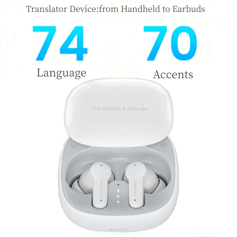 Wireless Translator Earbuds BT Headphones with Microphones Charging Case 4 Modes Support Real-time Translation in 74 Languages ShopOnlyDeal