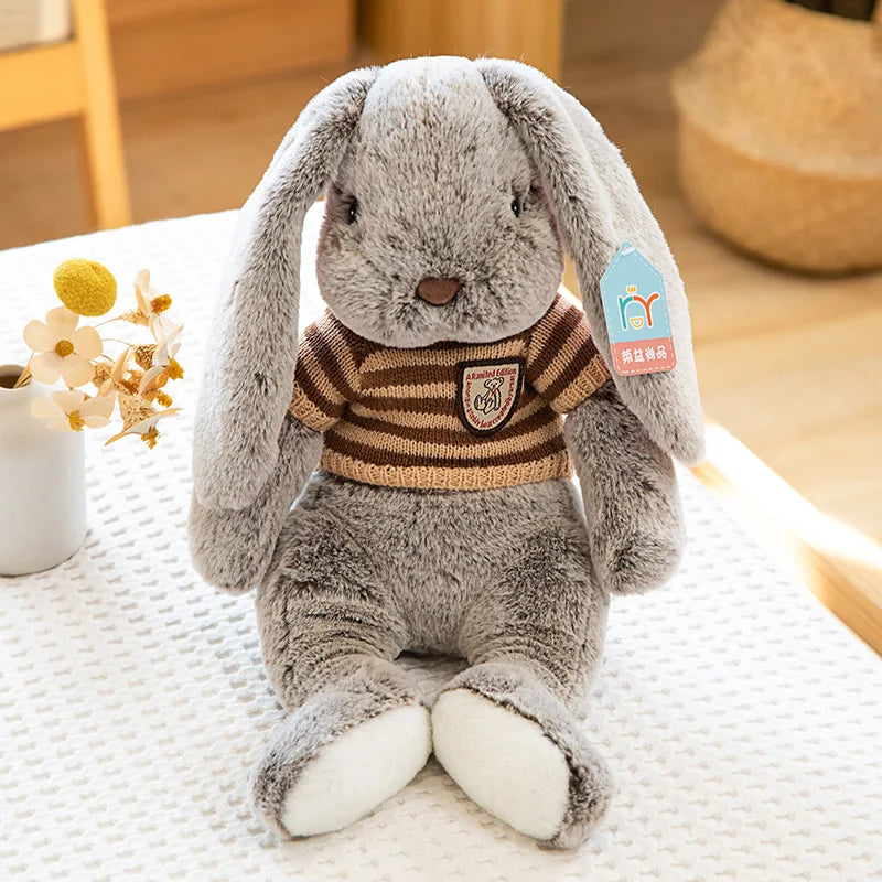 Cute Big Ear Bunny Plush Doll | Cartoon Stuffed Animals Rabbit with Sweater | Soft Baby Accompany Sleeping Pillow | Girl Birthday Gift ShopOnlyDeal