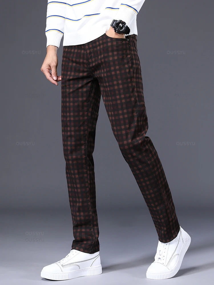 High Quality Brand Clothing Classics Plaid Casual Pants Men 98%Cotton Retro Business Banquet Check Trousers Male Plus Size 40 42 ShopOnlyDeal