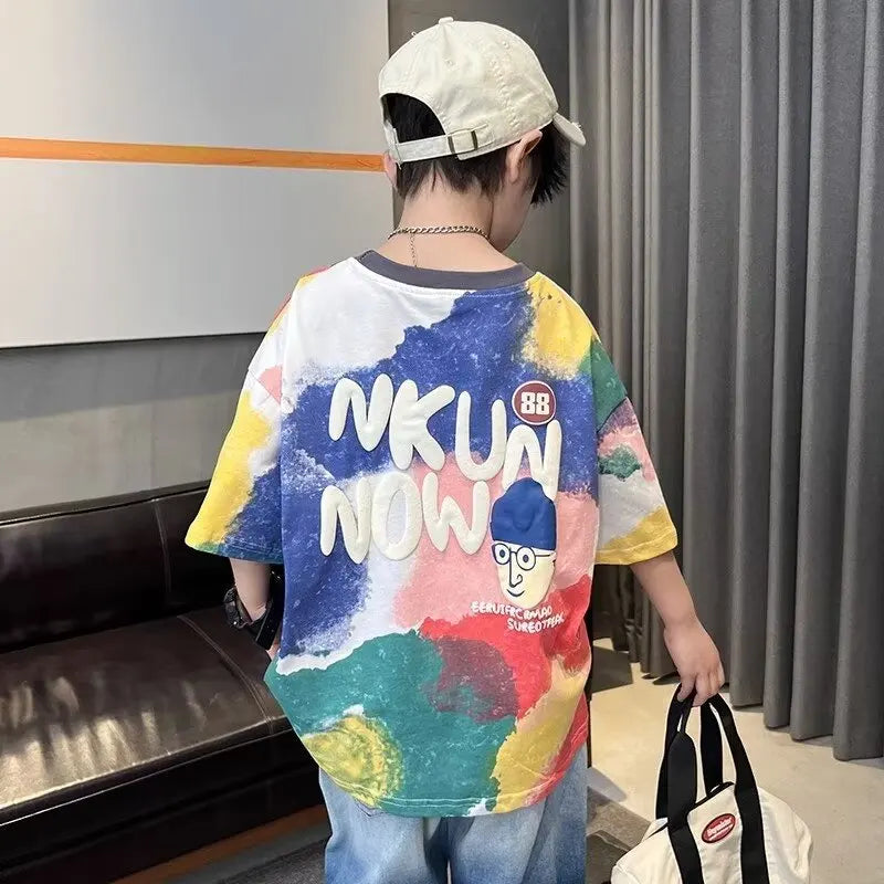 Boys T-Shirt  2024 | High-Quality Cartoon Graffiti Printed Tees | Trendy Summer Short Sleeve Children Tops ShopOnlyDeal