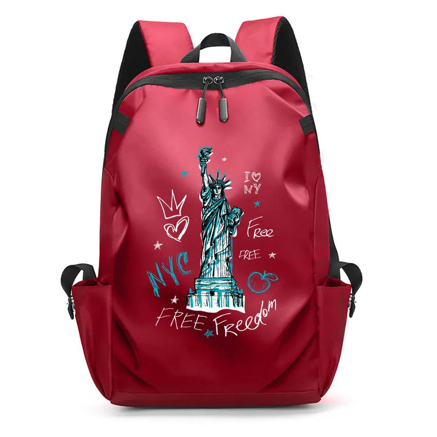 American Freedom Goddess Pattern Printed USB Backpack | Girl School Bag College Student Women Man Female Laptop Ladies Backpack ShopOnlyDeal