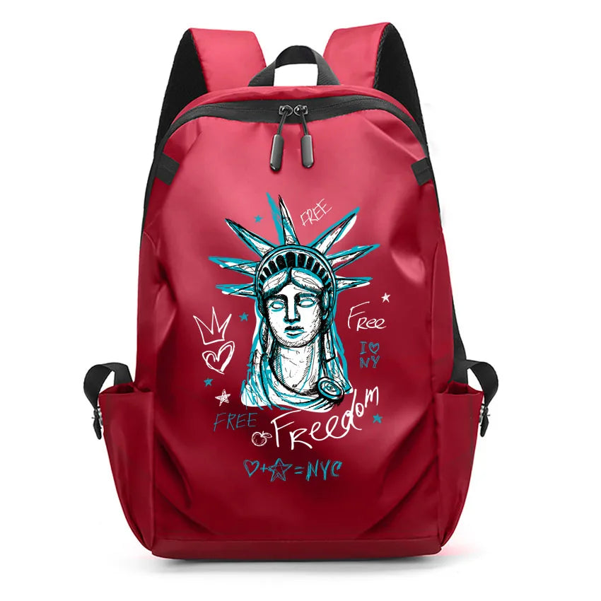 American Freedom Goddess Pattern Printed USB Backpack | Girl School Bag College Student Women Man Female Laptop Ladies Backpack ShopOnlyDeal