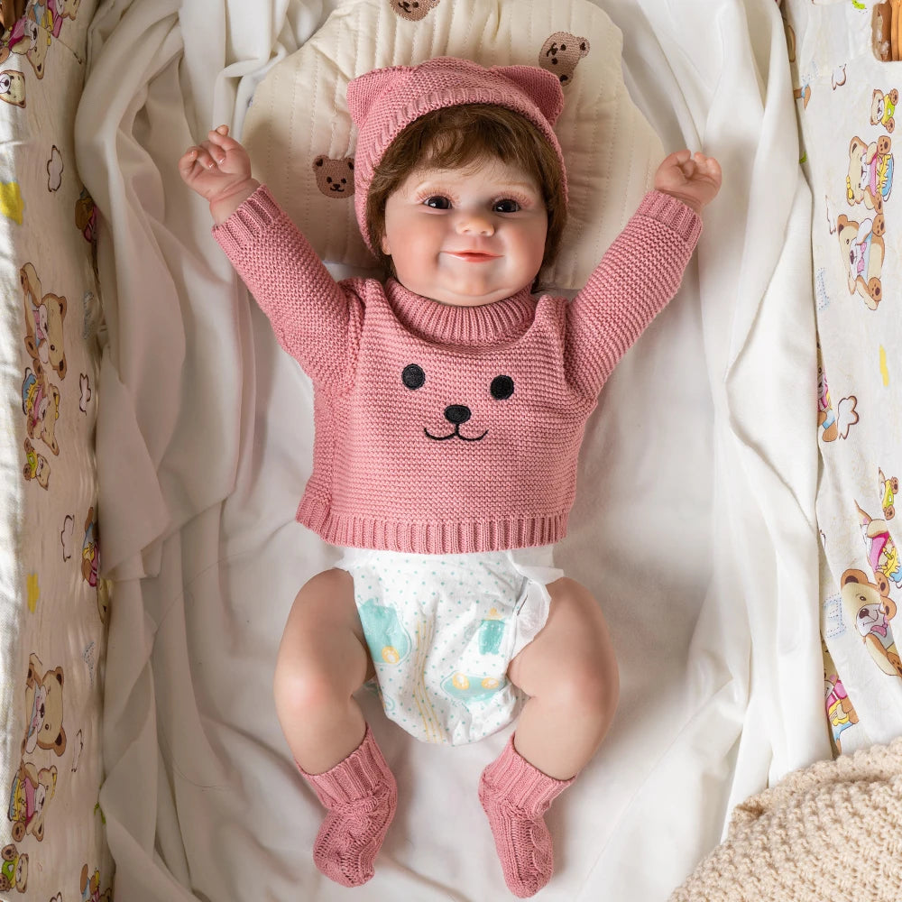 45CM Full Vinyl Body Girl Waterproof Reborn Doll Maddie Hand-Detailed Painted with Visible Veins Lifelike 3D Skin Tone Toy Gift ShopOnlyDeal