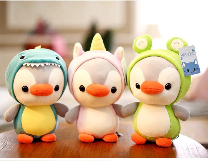 Cute Plush Toy Penguin Transforms into Dinosaur, Frog, Unicorn, and Bee – A Fun Stuffed Doll Cartoon Animal Ideal for Kids' Birthday and Christmas Gifts ShopOnlyDeal