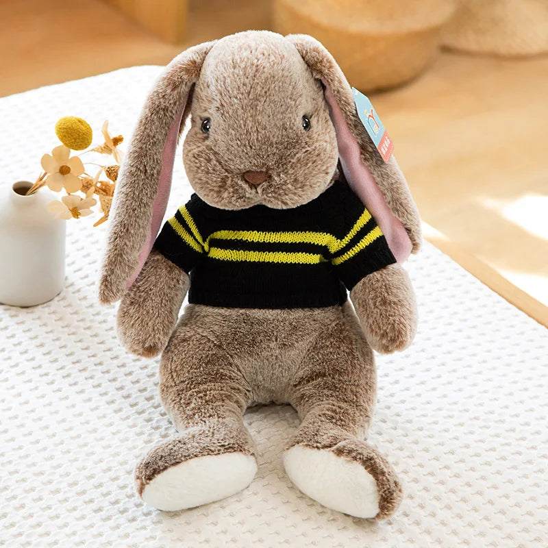 Cute Big Ear Bunny Plush Doll | Cartoon Stuffed Animals Rabbit with Sweater | Soft Baby Accompany Sleeping Pillow | Girl Birthday Gift ShopOnlyDeal