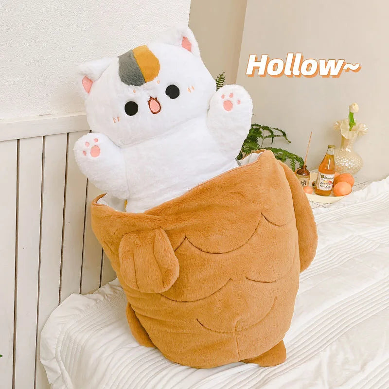 80X45cm Kawaii Taiyaki Cat Plush Toy Rabbit Hiding in  Carrot Dog in Big Bones Ferry Animals Plushie Throw Pillow For Kids Girl ShopOnlyDeal