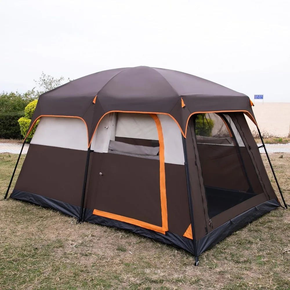 Large Tent 6 Person,Family Cabin Tents,Straight Wall,3 Doors and 3 Windows with Mesh,Waterproof ShopOnlyDeal