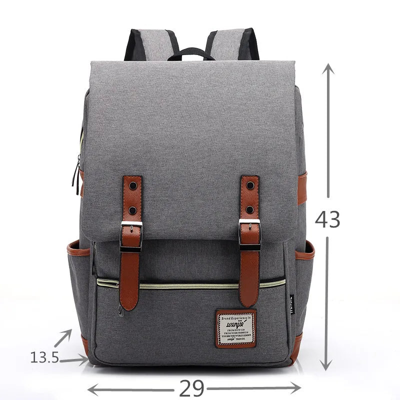 Vintage 16-Inch Laptop Canvas Backpack | Retro Casual Travel and School Bag for Men and Women - Ideal for Teenagers ShopOnlyDeal