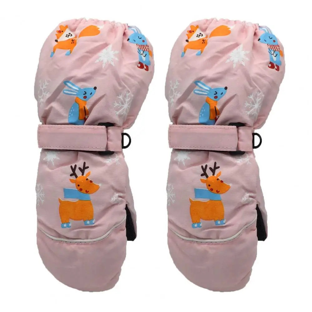 2-6 Years Old Children Ski Gloves Cartoon Deer Rabbit Mittens Winter Hanging Buckle Waterproof Warm Thermal Kids Snow Gloves ShopOnlyDeal