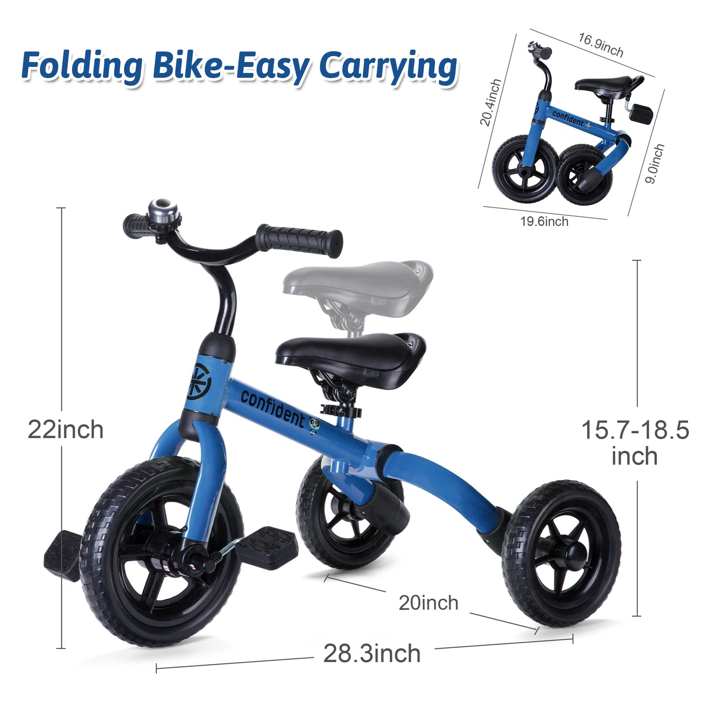 Toddlers Tricycle for 2/3/4/5 Years Old Boy&Girl with Detachable Pedal And Training Wheel Baby Balance Riding Bike Birthday Gift ShopOnlyDeal