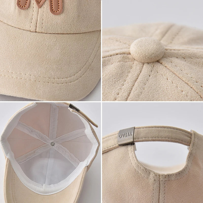 Spring Summer Children Baseball Cap | Suede M Letter Baby Hat | Outdoor Casual Boys & Girls Kids Adjustable Sun Visor Caps ShopOnlyDeal