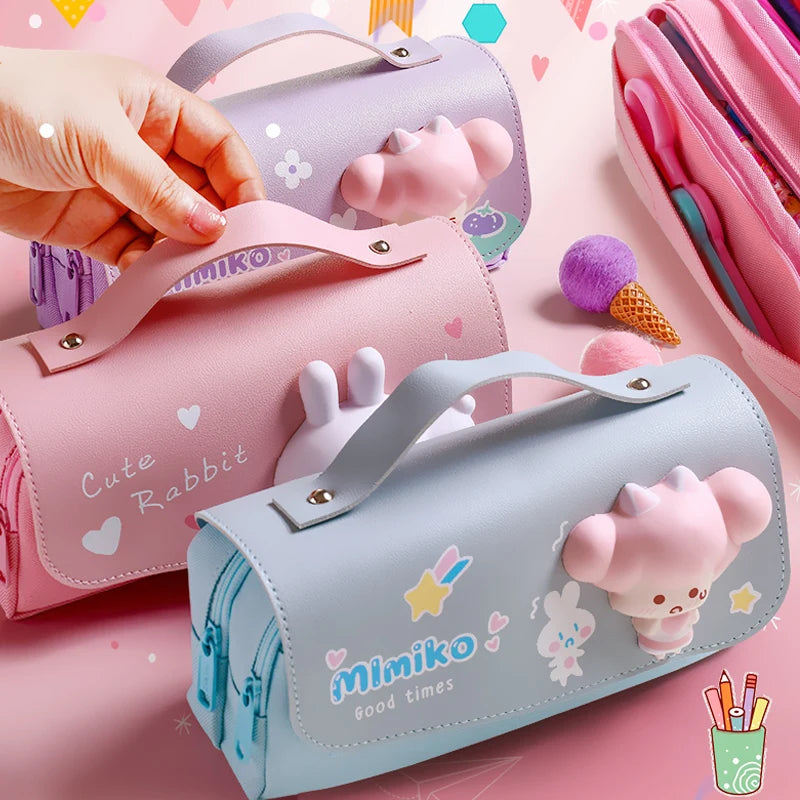 3D Kawaii Pencil Case Girls Decompression Pen Pouch Cute Waterproof School Supplies Aesthetic Organizer Box  Korean Stationery ShopOnlyDeal