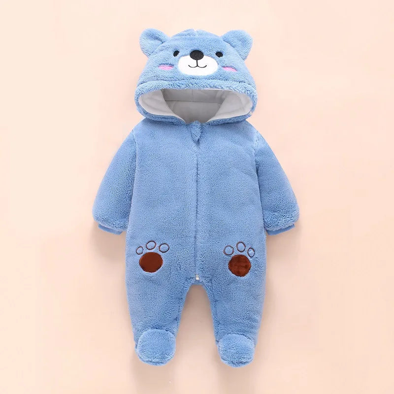 0-12M Baby Rompers Cute Bear Toddler Girls Overall Jumpsuit Winter Warm Hooded Cotton Baby Boys Romper Infants Crawling Clothing ShopOnlyDeal